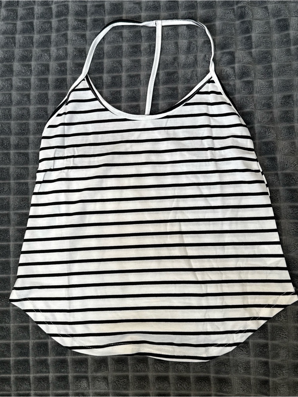 2/$10 NWOT Small Striped White Black Racerback Tank Top Shirt Preppy Blouse (B3)
